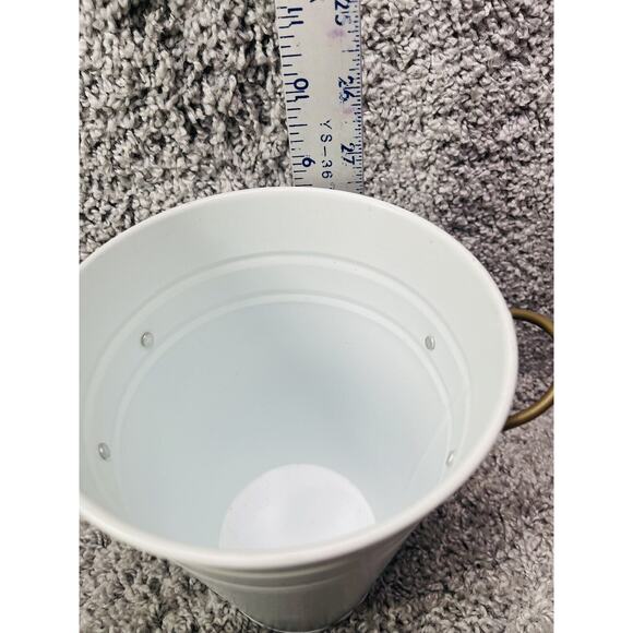 White Metal Bucket Container Round Farmhouse Bundle Of 4 Size Varies Home Decor - Picture 6 of 11